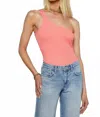 L Agence Cassidy One Shoulder Bodysuit In Coral In Pink