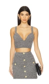 L Agence L'agence Castalia Cotton Blend Crop Top In Grey