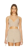L Agence Castalia Knit Bra Top In Tan & Ivory