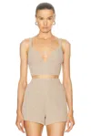 L Agence Castalia Knit Bra Top In Tan & Ivory