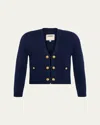 L'agence Catie Knit V-neck Blazer In Midnightgold