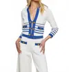 L Agence Catie V-neck In Knit Blazer In White In White