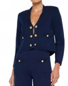 L'agence Catie Knit V-neck Blazer In Blue