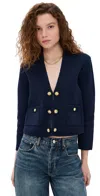 L'agence Catie Knit V-neck Blazer In Midnight/gold