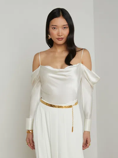 L Agence Cavallo Silk Top In Ivory