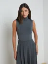 L'agence Ceci Sleeveless Turtleneck Top In Dark Shadow In Dark Shadow