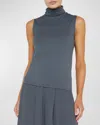 L Agence Ceci Sleeveless Turtleneck Top In Dark Shadow
