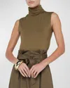 L Agence Ceci Sleeveless Turtleneck Top In Vintage White