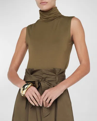 L Agence Ceci Sleeveless Turtleneck Top In Vintage White
