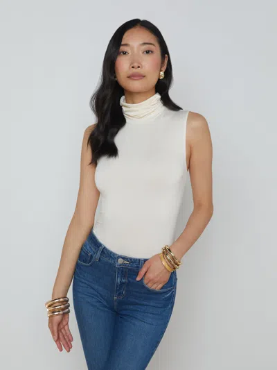 L Agence Ceci Sleeveless Turtleneck In Vintage White