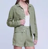 L Agence Celine Slim Linen Jacket In Green