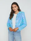 L Agence Cerise Sequin Jacket In Cloud Blue