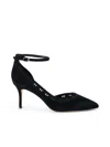 L Agence L'agence Cezanne Half D'orsay Ankle Strap Pump In Black Suede