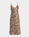 L Agence Chalia Leopard-print Silk Slip Dress In Brown