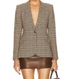 L AGENCE CHAMBERLAIN BLAZER IN BROWN MULTI HOUNDSTOOTH