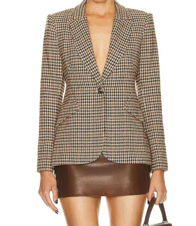 L Agence Chamberlain Blazer In Brown Multi Houndstooth In Beige