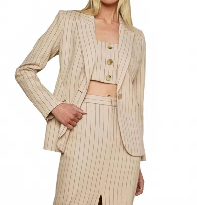 L Agence Chamberlain Blazer In Tan/brown Pinstripe
