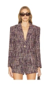L'agence Chamberlain Tweed Blazer In Purple Multi
