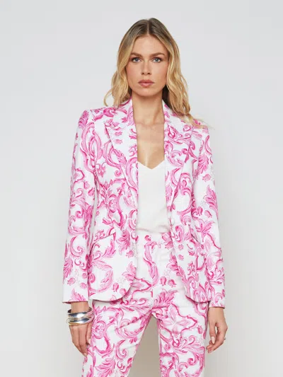 L Agence Chamberlain Blazer In White/pink Mediterranean Tile