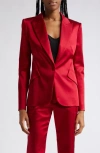 L Agence Chamberlain Colorblock Satin Blazer In Dark Tango Red