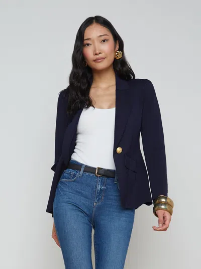 L Agence Chamberlain Knit Blazer In Midnight/ Gold