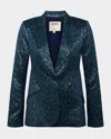 L'agence Chamberlain Multi Leopard Jacquard Blazer In Teal Multi Leopard Jacquard
