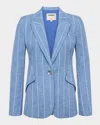 L Agence Chamberlain Pinstripe Single-breasted Blazer In Blue