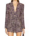 L Agence Chamberlain Tweed Blazer In Purple Multi In Multi