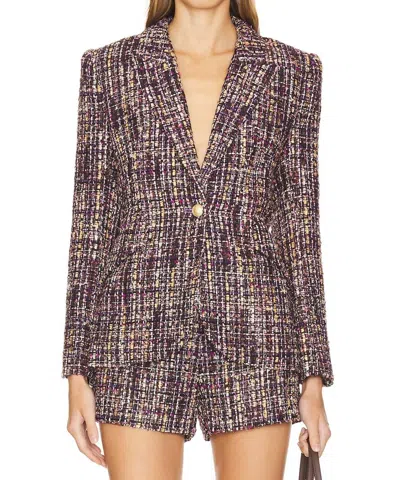 L'AGENCE CHAMBERLAIN TWEED BLAZER IN PURPLE MULTI