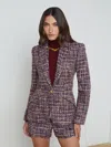 L'agence Chamberlain Tweed Blazer In Purple Multi Tweed