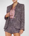 L'agence Chamberlain Tweed Blazer In Purple Multi Tweed