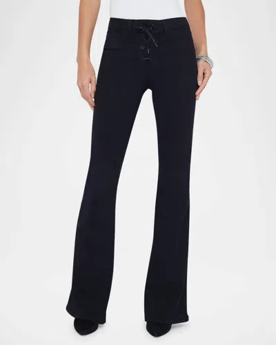 L Agence Charis Lace Up Flare Pant In Noir In Black