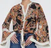 L Agence Charlize Bell Sleeve Blouse In Tonal Tan Paisley In Multi