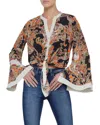 L Agence Charlize Bell Sleeve Blouse In Tonal Tan Paisley In Multi