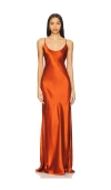 L Agence Charmaine Silk Gown In 黏土色