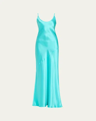 L Agence Charmaine U-neck Silk Gown In Blue