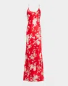 L Agence Charmaine U-neck Silk Gown In Redivory Ikebana