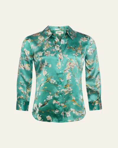 L AGENCE CHERRY BLOSSOM DANI SILK BLOUSE