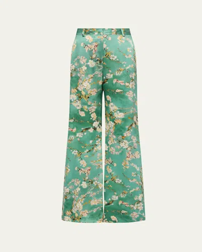 L AGENCE CHERRY BLOSSOM PILAR WIDE-LEG PANTS
