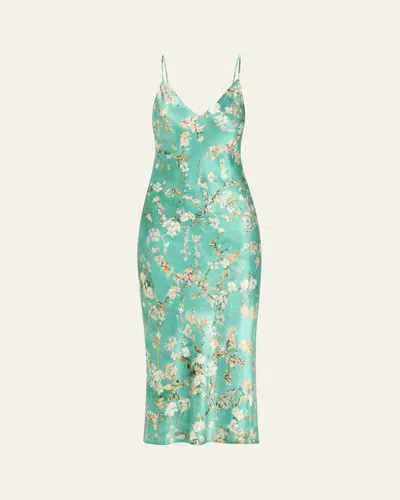 L AGENCE CHERRY BLOSSOM SERIDIE MID-LENGTH SLIP DRESS