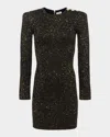 L Agence Cherry Sequined Long-sleeve Mini Dress In Blackgold Sequin