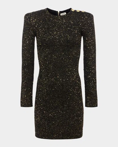 L AGENCE CHERRY SEQUINED LONG-SLEEVE MINI DRESS