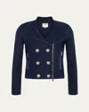 L Agence Chia Knit Biker Jacket In Midnight Nickel