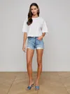 L Agence Clark Distressed Denim Short In Galveston Destruct