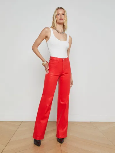 L'agence Clayton Coated Wide-leg Jean In Lava Red Coated
