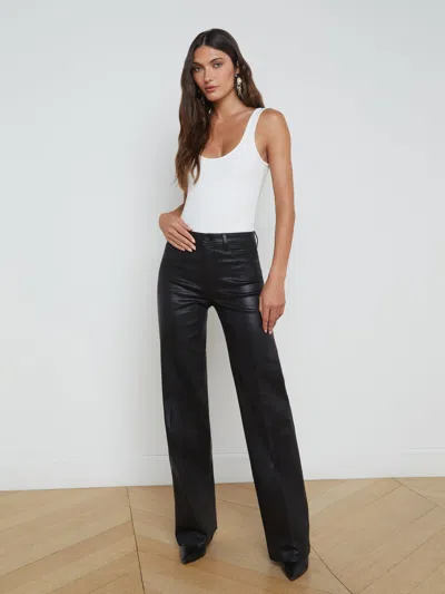 L Agence Clayton Coated Wide-leg Jean In Noir Coated