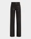 L Agence Clayton Coated Wide-leg Jeans In Noir Coated