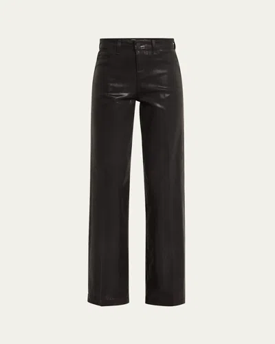 L Agence Clayton Coated Wide-leg Jeans In Noir Coated