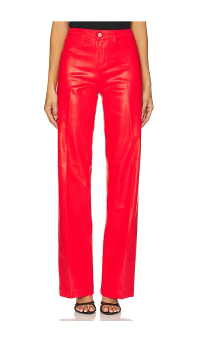 L Agence Clayton High Rise Wide Leg Coated Jeans In Lava Red Coated