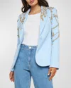 L Agence Clementine Crystal-embellished Blazer In Lt Bluegold Crystal